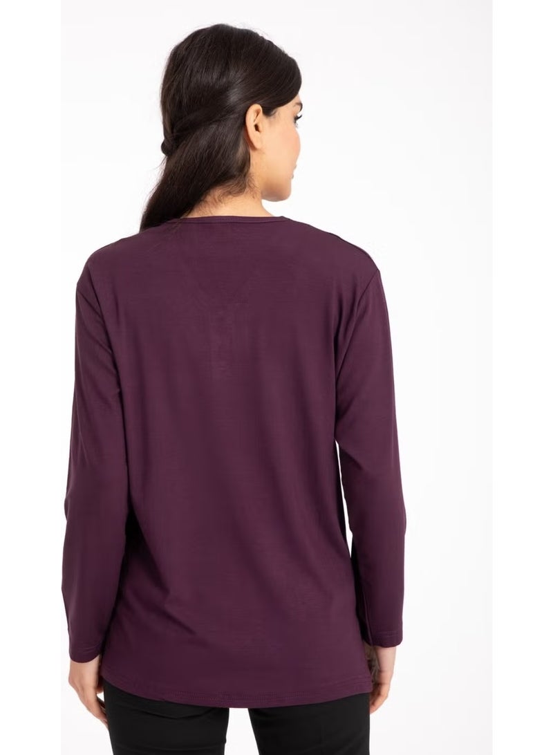 Mutlu City Women Middle Age and Above V Neck Lycra Viscose Mother Combed Cotton Blouse 140 - Image 3